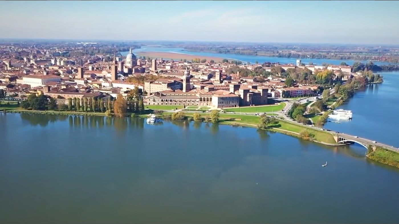 Mantua and its lakes seen from above